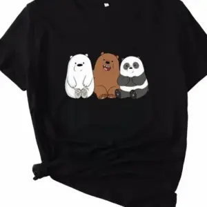 Black T-Shirt with Bare Bears Print