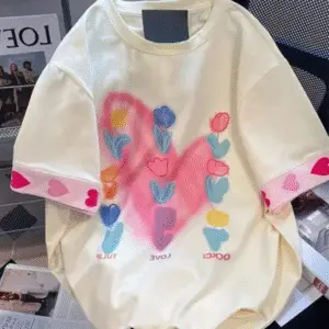 Pink Hearted Crimson T-Shirt